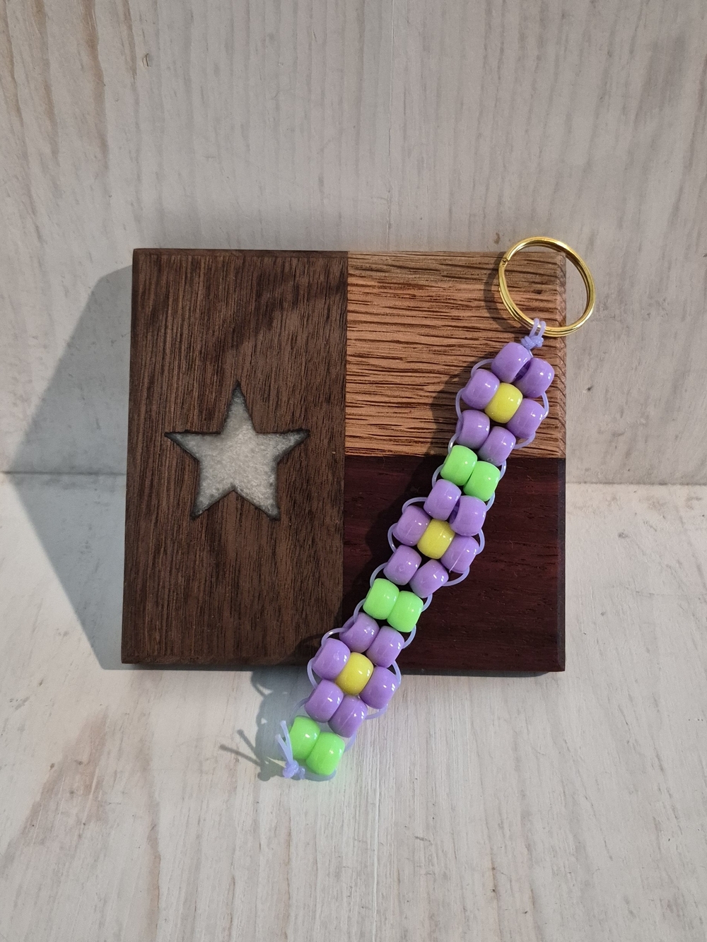 Purple Bead Flower Keychain  - Beautiful Victory